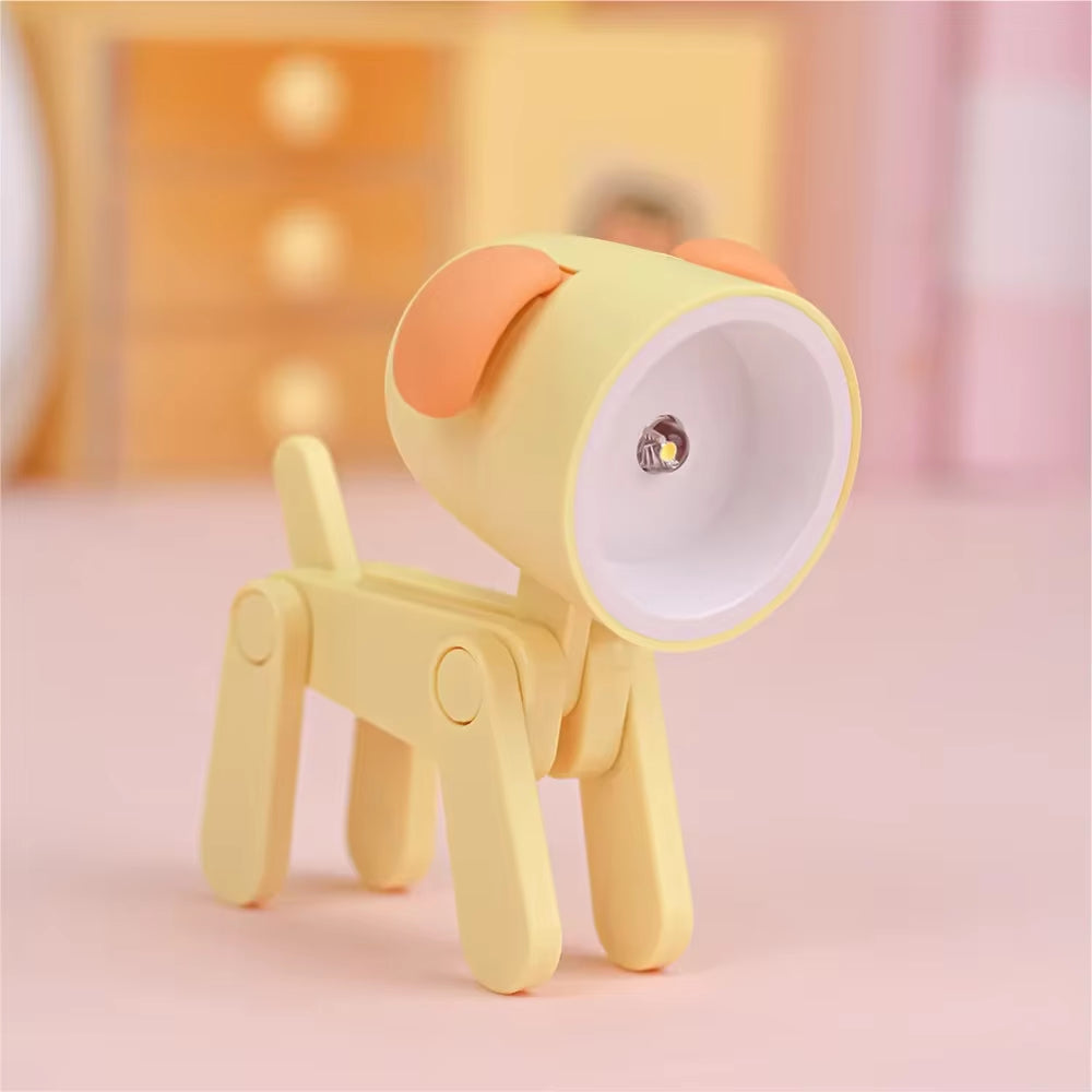 LED Mini Night Light Cute Dog Deer Foldable Desk Lamps Desktop Ornament Book Light Kids Room Bedside Bedroom Decor Holiday Gifts