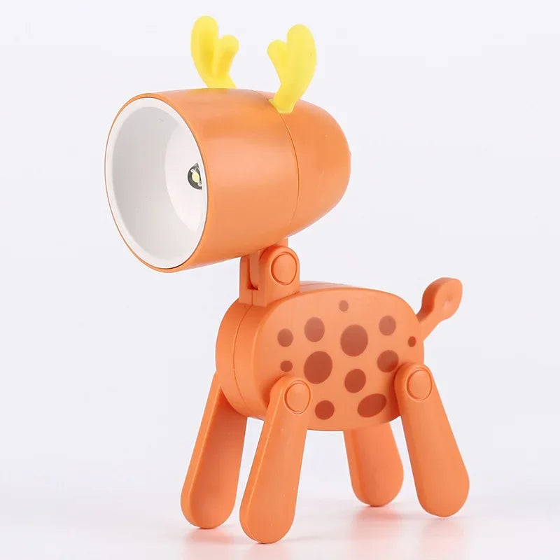 LED Mini Night Light Cute Dog Deer Foldable Desk Lamps Desktop Ornament Book Light Kids Room Bedside Bedroom Decor Holiday Gifts