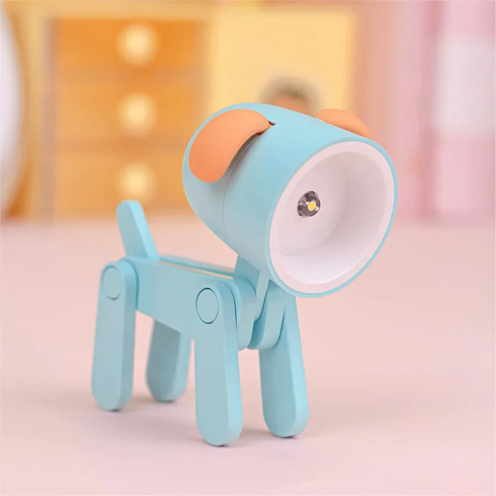 LED Mini Night Light Cute Dog Deer Foldable Desk Lamps Desktop Ornament Book Light Kids Room Bedside Bedroom Decor Holiday Gifts